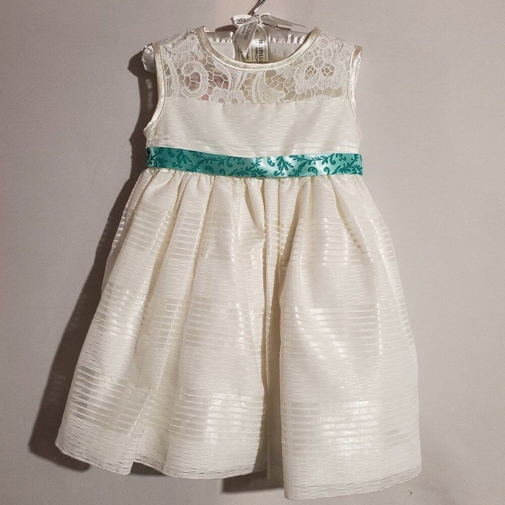 My Princess Wear 2T Formal Flower Girl White Lace Taffeta Fit and Flare Dress
